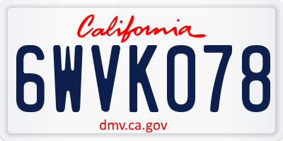 CA license plate 6WVK078