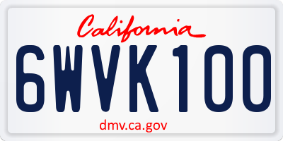 CA license plate 6WVK100
