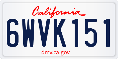 CA license plate 6WVK151