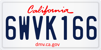 CA license plate 6WVK166