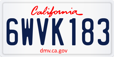 CA license plate 6WVK183