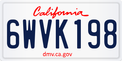CA license plate 6WVK198