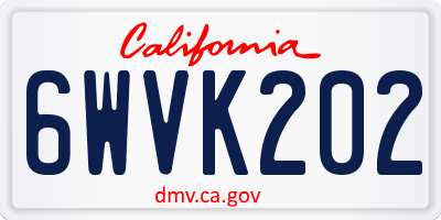 CA license plate 6WVK202