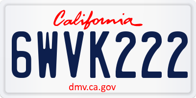 CA license plate 6WVK222