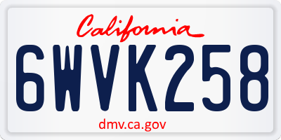 CA license plate 6WVK258
