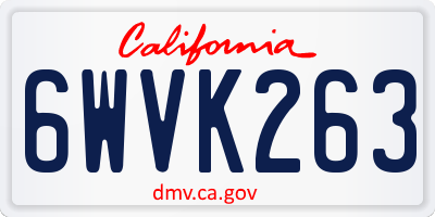CA license plate 6WVK263