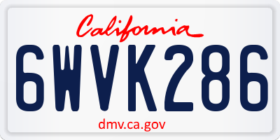 CA license plate 6WVK286