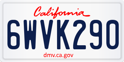 CA license plate 6WVK290