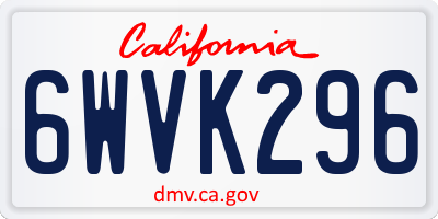 CA license plate 6WVK296