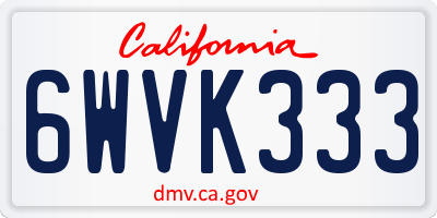 CA license plate 6WVK333