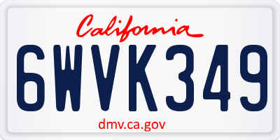CA license plate 6WVK349