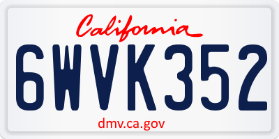 CA license plate 6WVK352