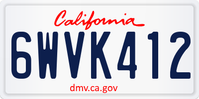 CA license plate 6WVK412