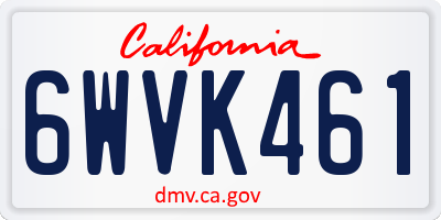 CA license plate 6WVK461
