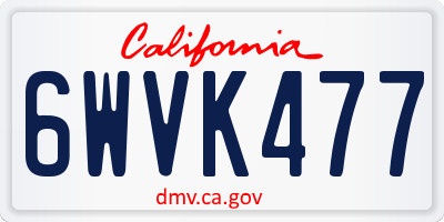 CA license plate 6WVK477