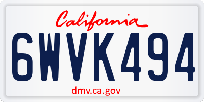 CA license plate 6WVK494