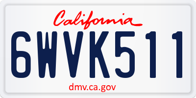 CA license plate 6WVK511