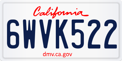 CA license plate 6WVK522