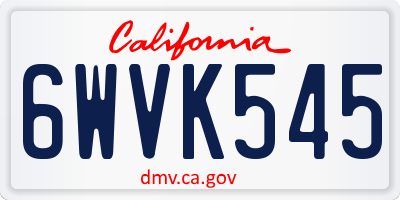 CA license plate 6WVK545