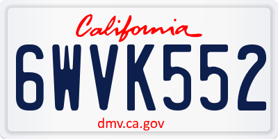 CA license plate 6WVK552