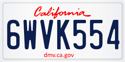 CA license plate 6WVK554
