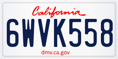 CA license plate 6WVK558