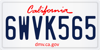 CA license plate 6WVK565