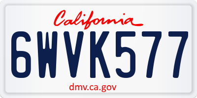 CA license plate 6WVK577