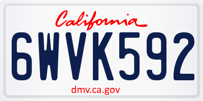 CA license plate 6WVK592