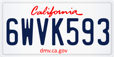 CA license plate 6WVK593