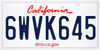 CA license plate 6WVK645