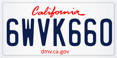 CA license plate 6WVK660