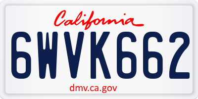 CA license plate 6WVK662