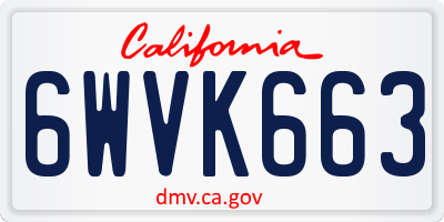 CA license plate 6WVK663