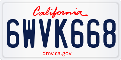 CA license plate 6WVK668