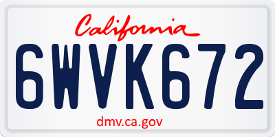 CA license plate 6WVK672