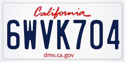 CA license plate 6WVK704