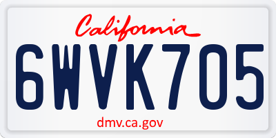 CA license plate 6WVK705