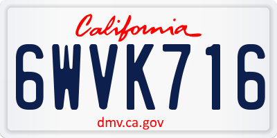 CA license plate 6WVK716