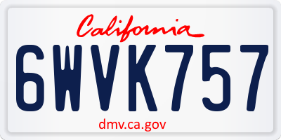 CA license plate 6WVK757
