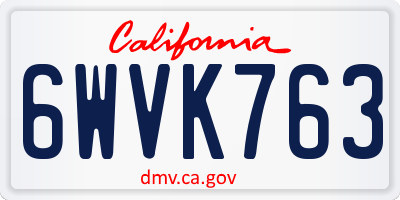 CA license plate 6WVK763