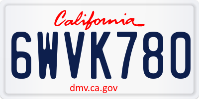 CA license plate 6WVK780