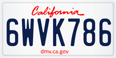CA license plate 6WVK786