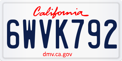 CA license plate 6WVK792
