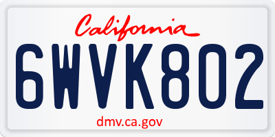 CA license plate 6WVK802