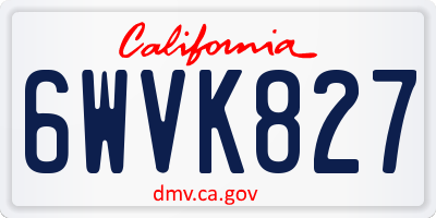 CA license plate 6WVK827