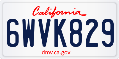 CA license plate 6WVK829
