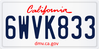 CA license plate 6WVK833