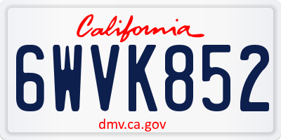 CA license plate 6WVK852