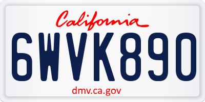 CA license plate 6WVK890